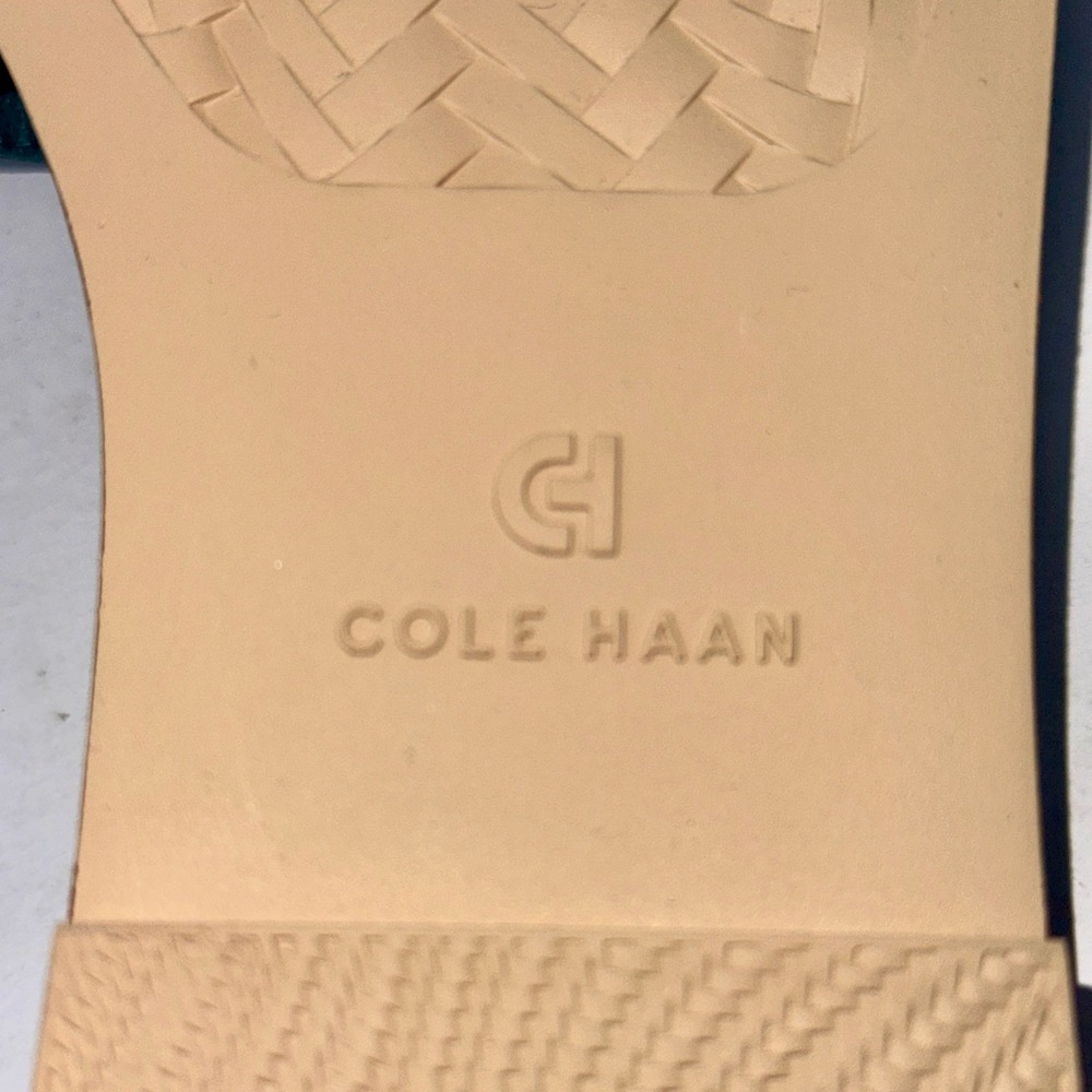 Cole Haan Chrisee Teal Green Lizard Print Leather Slide Sandals W30796 6B - Picture 9 of 9